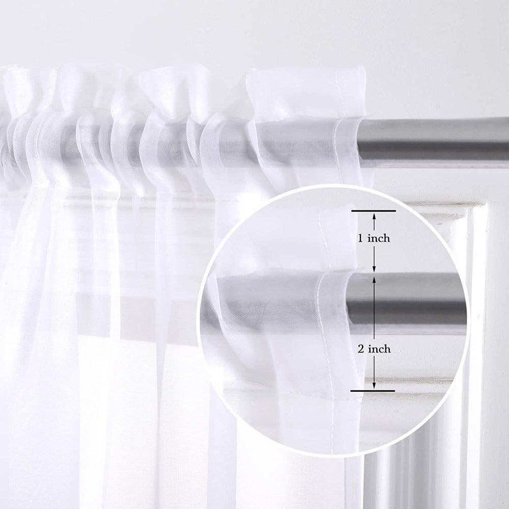 Two-Panel Solid Sheer Curtains with Rod-Pocket Header, Seven Colors and Four Size Configurations