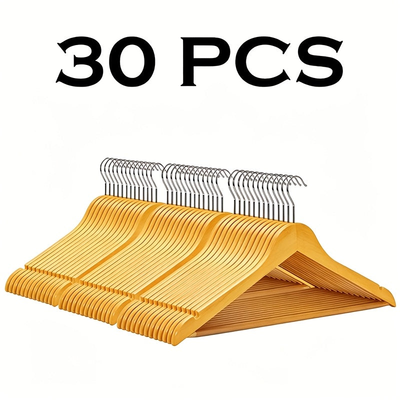 Premium Wooden Hangers with 360° Rotatable Hook & Shoulder Grooves | Slim Durable Wood Coat Suit Hangers | 10 20 30 Pack Closet Organizer in Natural & Champagne