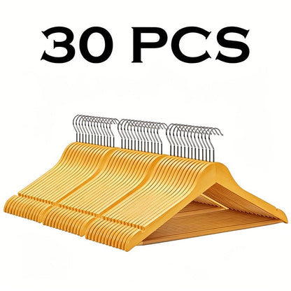 Premium Wooden Hangers with 360° Rotatable Hook & Shoulder Grooves | Slim Durable Wood Coat Suit Hangers | 10 20 30 Pack Closet Organizer in Natural & Champagne