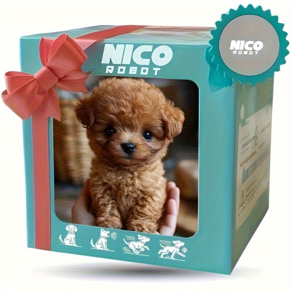 Brown Electronic Plush Puppy Toy with Walking, Barking and Tail-Motion Icons in a Single Boxed Option