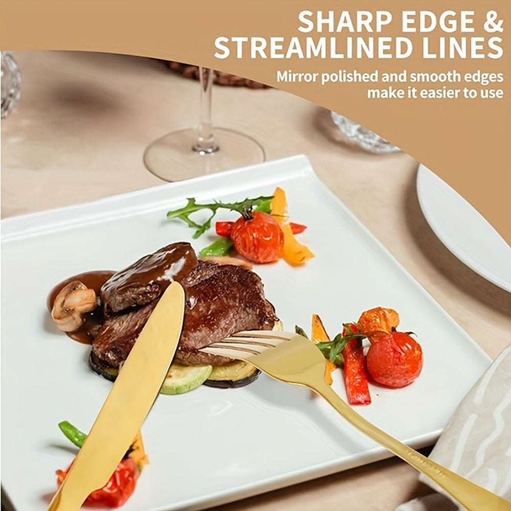 Thirty-Piece Gold-Tone Flatware Set for Six with Five-Piece Place Settings and Fitted Presentation Case