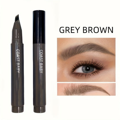 Eyebrow Pencil 2-Pack Multi-Fork Tip Waterproof — 4 Shades Natural Hair Stroke Effect Brow Pen Smudge-Proof Long-Lasting Microblading Look Hairline Filler for Sparse Brows Beginners Women