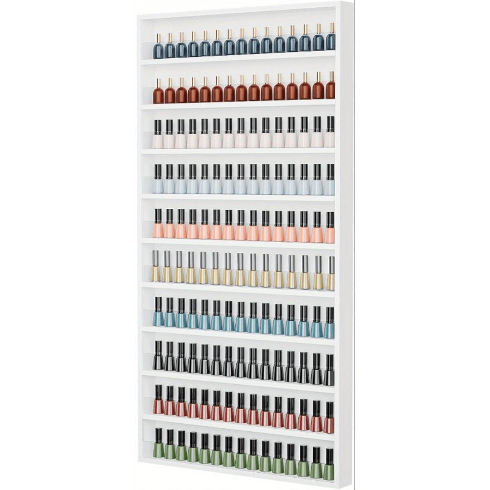 Nail Polish Rack Wall Mount Organizer 6-Tier & 10-Tier with Acrylic Baffle – Salon Display Shelf for Nail Polish Storage, Home Nail Studio & Spa, Black White Pink