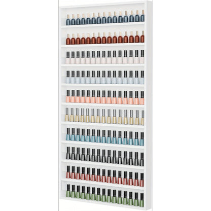 Nail Polish Rack Wall Mount Organizer 6-Tier & 10-Tier with Acrylic Baffle – Salon Display Shelf for Nail Polish Storage, Home Nail Studio & Spa, Black White Pink