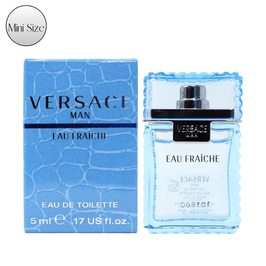 Versace Eau Fraiche EDT 5ml Mini Travel Spray Men's Fresh Aquatic Cologne Portable Atomizer Sample Size Gift for Him Lemon Bergamot
