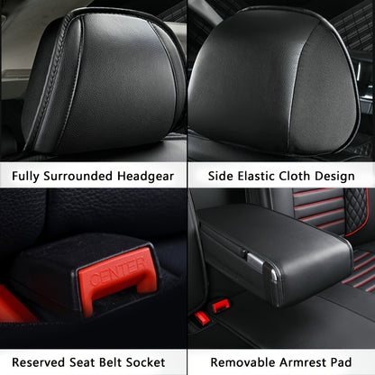 Car Seat Covers Full Set – 5-Seat PU Leather Airbag Compatible Universal Fit Sedan SUV Truck Waterproof with Front Storage Bag & Detachable Armrest