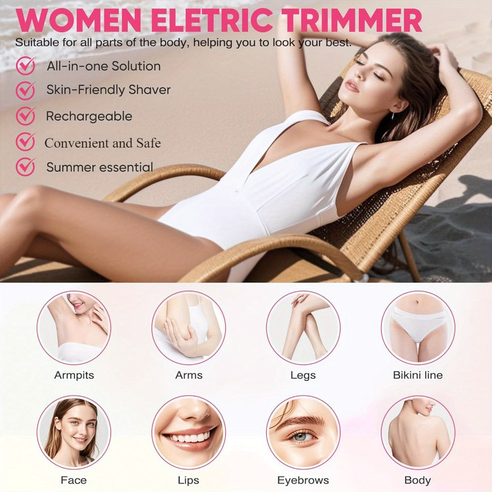 Two-Head Electric Hair Shaver with Foil and Rotary Attachments, Type-C Charging in Pink, Purple or Blue