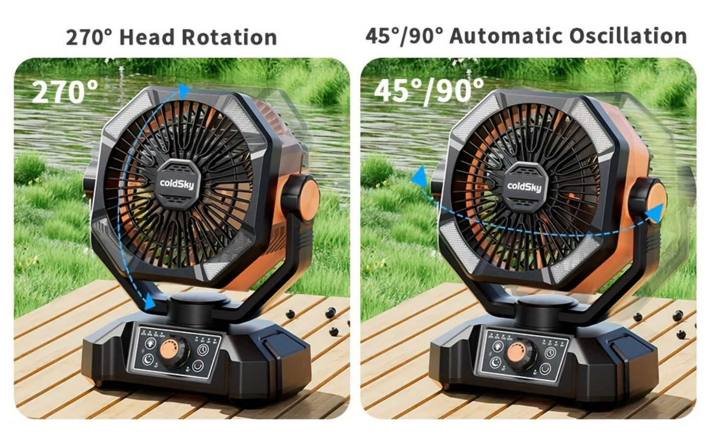 Camping Fan Battery Powered 20000mAh, Dual Motor 8-Speed Portable Tent Fan with Remote Control, 4 LED Lanterns and Hanging Hook, Rechargeable Outdoor Fan for Camping, Power Outage, Construction Site