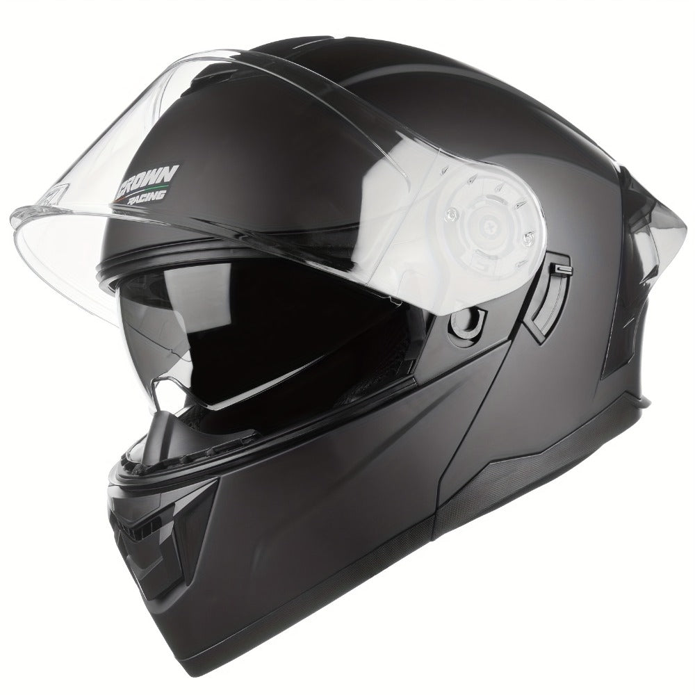 Modular Motorcycle Helmet Flip-Up Full Face – Dual Visor (Clear + Sun Visor), DOT-Style Flip Up Helmet for Men & Women, Lightweight Motorbike Helmet M/L/XL