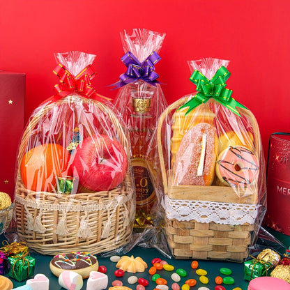 Fifty-Pack Clear Cellophane Gift Basket Bags, 18 x 30 Inch Large Transparent Wrapping Sleeves