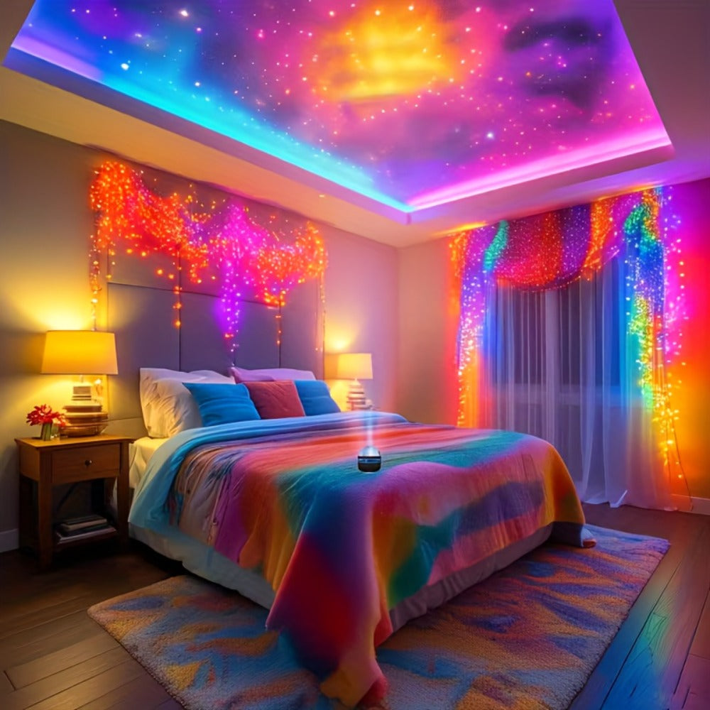 Water Ripple Projection Lamp 3D Dynamic Wave Atmosphere Light – USB Powered, Remote Control, Color Changing Romantic Ambient Night Light for Bedroom, Home Theater, Wedding & Meditation