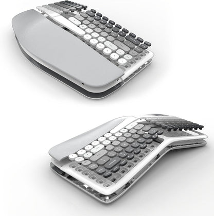 Ergonomic Wireless Keyboard and Mouse Combo with Wrist Support Anti-RSI Silent Keys 2.4GHz Plug-and-Play Gray Gradient Design for Office Home Remote Work Typing Comfort (KLZO)