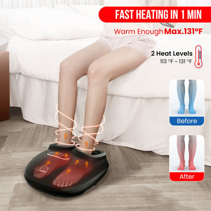 Shiatsu Foot Massager with Heat – Deep Kneading, Compression & Vibration, Electric Foot Massage Machine for Men Women, Fits Size Up to 13