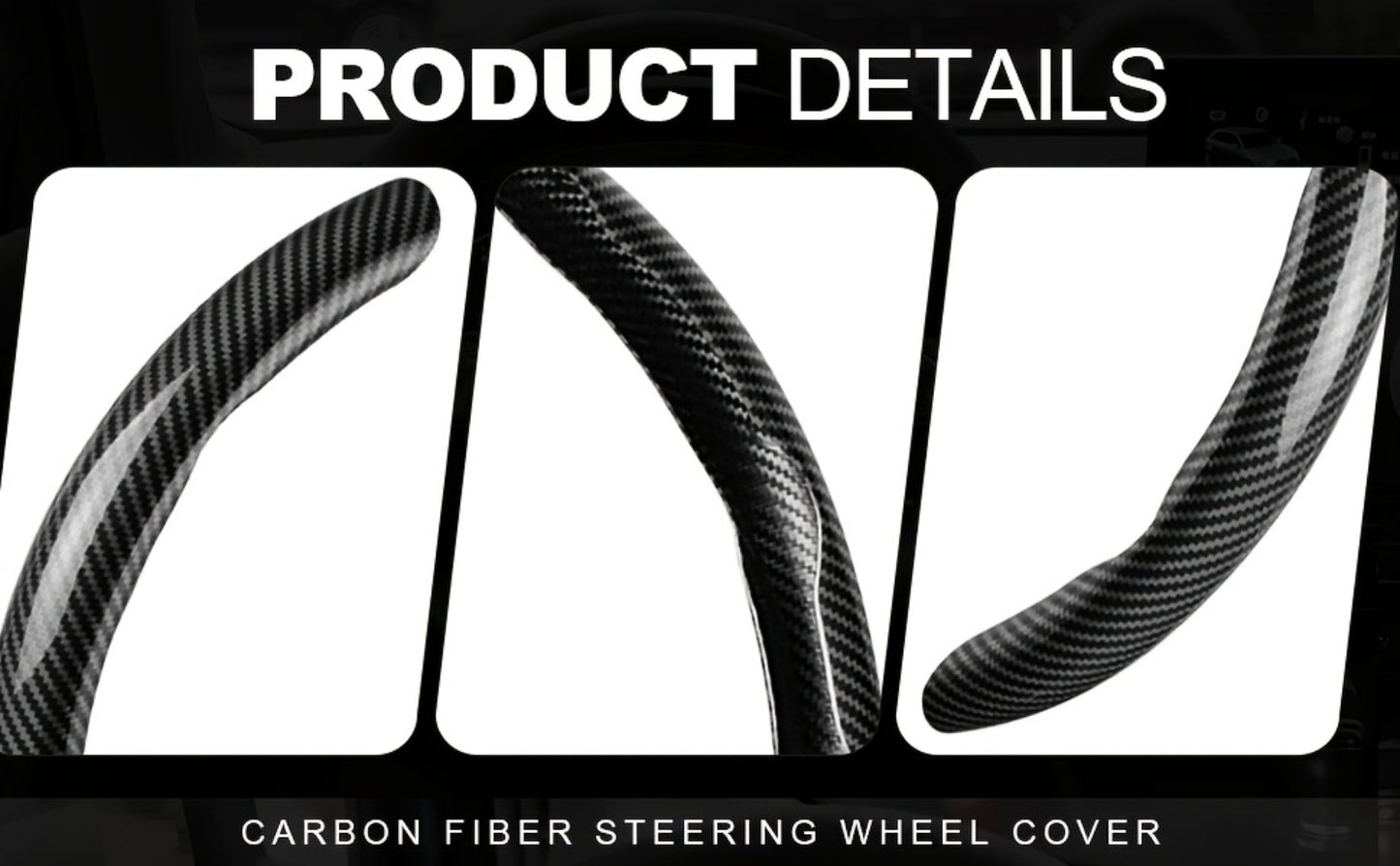 Steering Wheel Cover Carbon Fiber 3Pcs – Anti-Slip Scratch-Resistant Protector for Toyota RAV4, Camry, Corolla, Highlander, Tacoma, Tundra, 4Runner & Sequoia | Black & Red