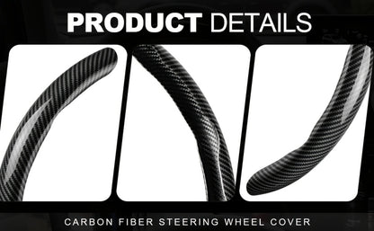 Steering Wheel Cover Carbon Fiber 3Pcs – Anti-Slip Scratch-Resistant Protector for Toyota RAV4, Camry, Corolla, Highlander, Tacoma, Tundra, 4Runner & Sequoia | Black & Red