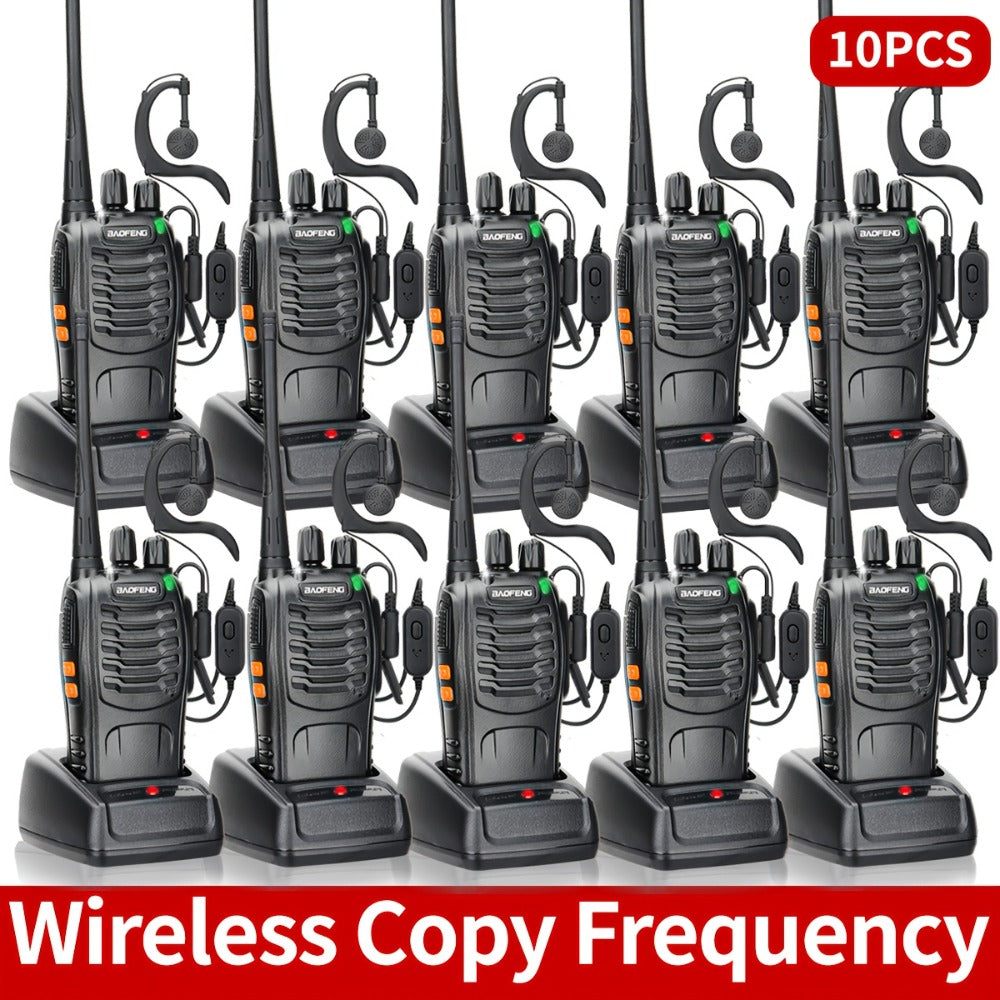 Baofeng Long Range Walkie Talkies for Adults with Earpieces 16 Channel Rechargeable Two Way Radio VOX Flashlight for Camping Hiking Skiing Cruise Family Adventure Available in 1 2 4 6 8 10 Pack