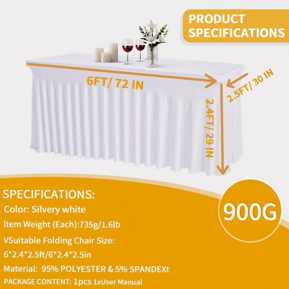 Tablecloth with Skirt for Rectangular Tables, Anti-Wrinkle Table Cover in Black, White & Red, Elegant Table Skirt for Wedding