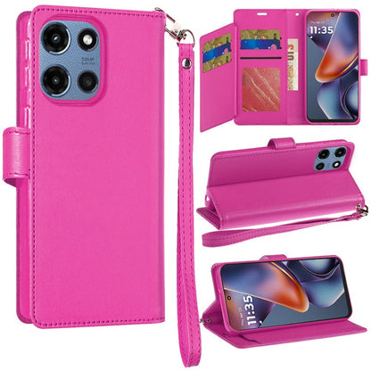Folio Wallet Case for Motorola Moto G 5G 2025 with Five Card Slots, Cash Pocket and Kickstand
