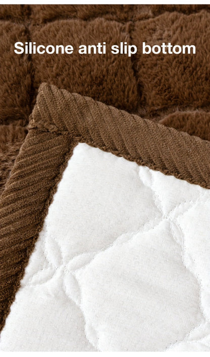 Sofa Cover Plush-Texture Cushion Panels in Pillowcase and 1, 2, 3 or 4-Seat Dimensions in Four Colors