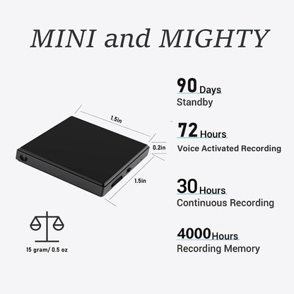 Voice Activated Recorder with AI Noise Reduction, 3072Kbps HD Audio Quality, 64GB Storage Up to 4000 Hours
