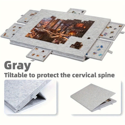Portable Puzzle Board with Anti-Slip Surface – Fits 1000 & 1500 Piece Puzzles, Lightweight Jigsaw Puzzle Table for Storage & Family Game Night, Dark Gray / Light Gray, 30x21" or 35x24"