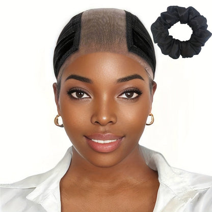 Wide Lace Wig Grip Cap with Ear Cutouts in Brown, Blonde, Black, Beige 613 or Two-Piece Color Sets