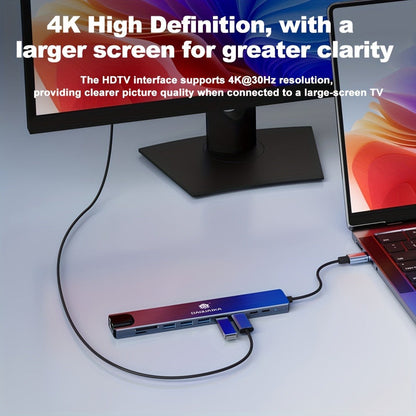 10-in-1 USB-C Hub Ethernet Adapter with 4K HDMI, RJ45 Gigabit LAN, 100W PD, SD/TF Card Reader, USB 3.0/2.0 – Laptop Docking Station for MacBook Pro/Air, iPad Pro, XPS & USB-C Laptops