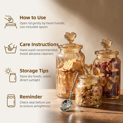 Airtight Glass Food Storage Jars with Clamp Lids 4-Set | 21.98oz & 47.34oz Clear Kitchen Canisters for Sugar, Flour, Coffee, Spices, Cereal & Grains