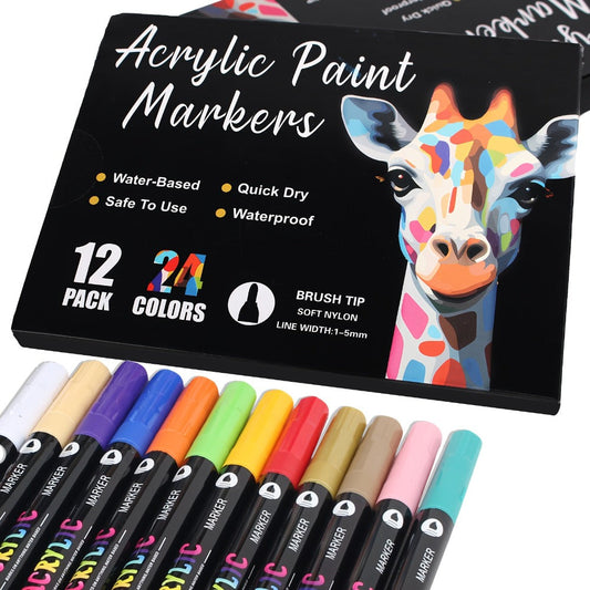 Double-Ended Acrylic Paint Pens 48 72 Colors Bulk Pack – Waterproof Dual Tip Markers for Rock Painting Fabric Metal Glass Wood Canvas Ceramics Eggs Pumpkins Artist Crafter Gift