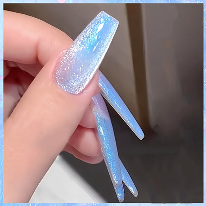 Gel Nail Polish in 10ml Light-Blue Aurora Magnetic Cat-Eye with Holographic Iridescent Shimmer and UV/LED Soak-Off Cure