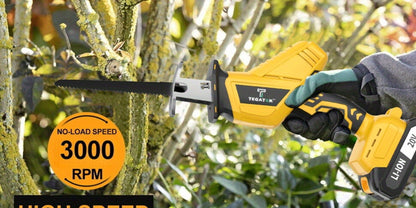 Electric Reciprocating Saw Cordless with LED Light & Safety Lock – Multi-Purpose Cutting Tool with Replaceable Blades, 1 or 2 Battery Options, Carrying Case Included
