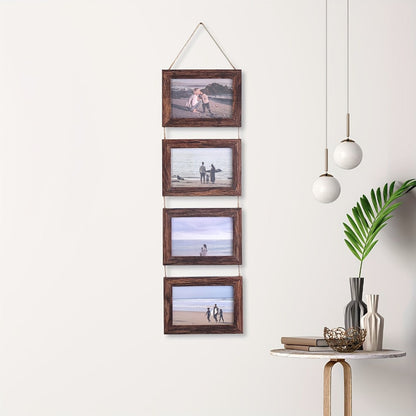 Four-Frame 4 x 6-Inch Hanging Photo Collage with Mats and White or Brown Checkout Color Options
