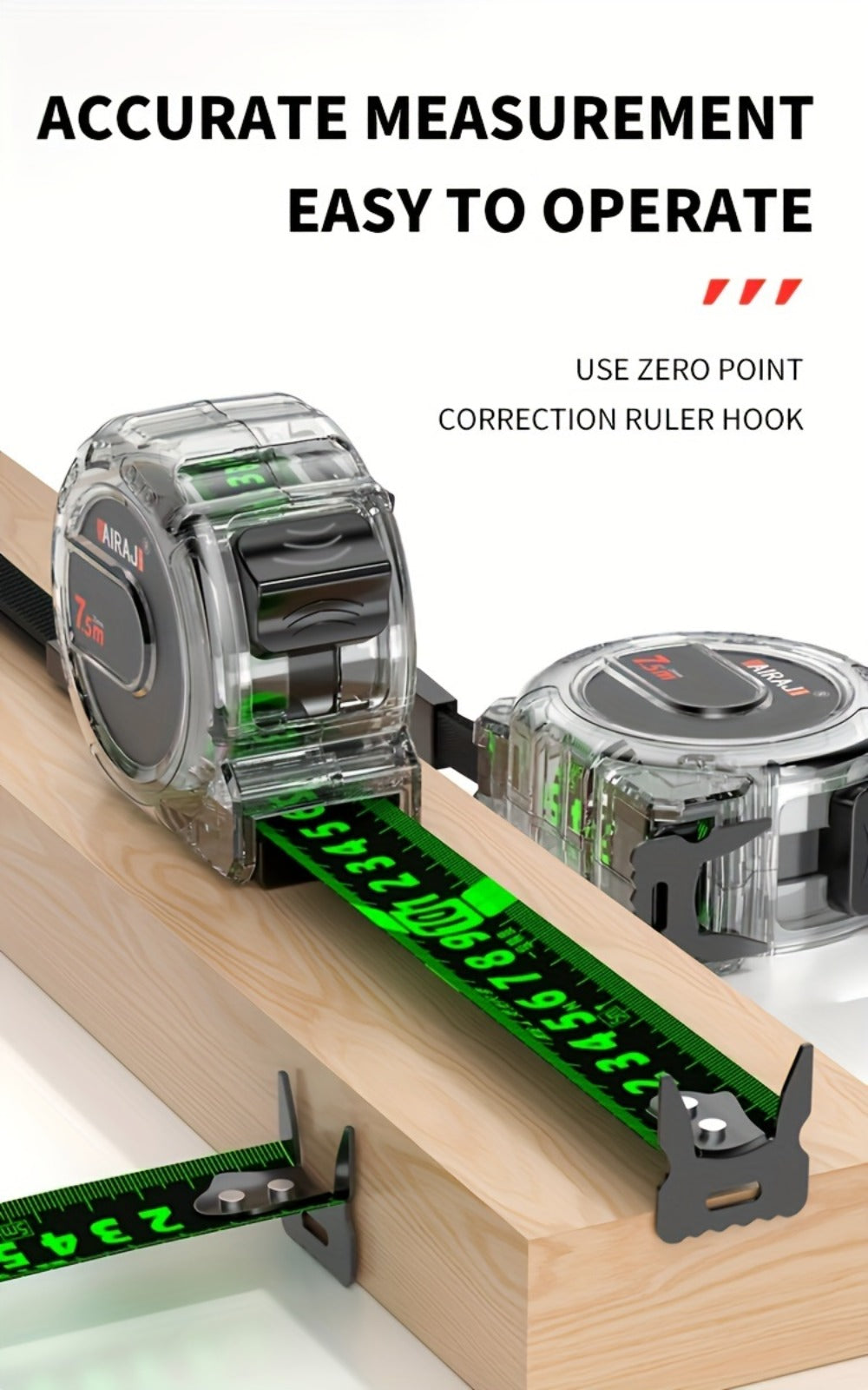 Fluorescent Metric Tape Measure with Wide Blade in 5, 7 or 10-Meter Length and 19 or 25 mm Width