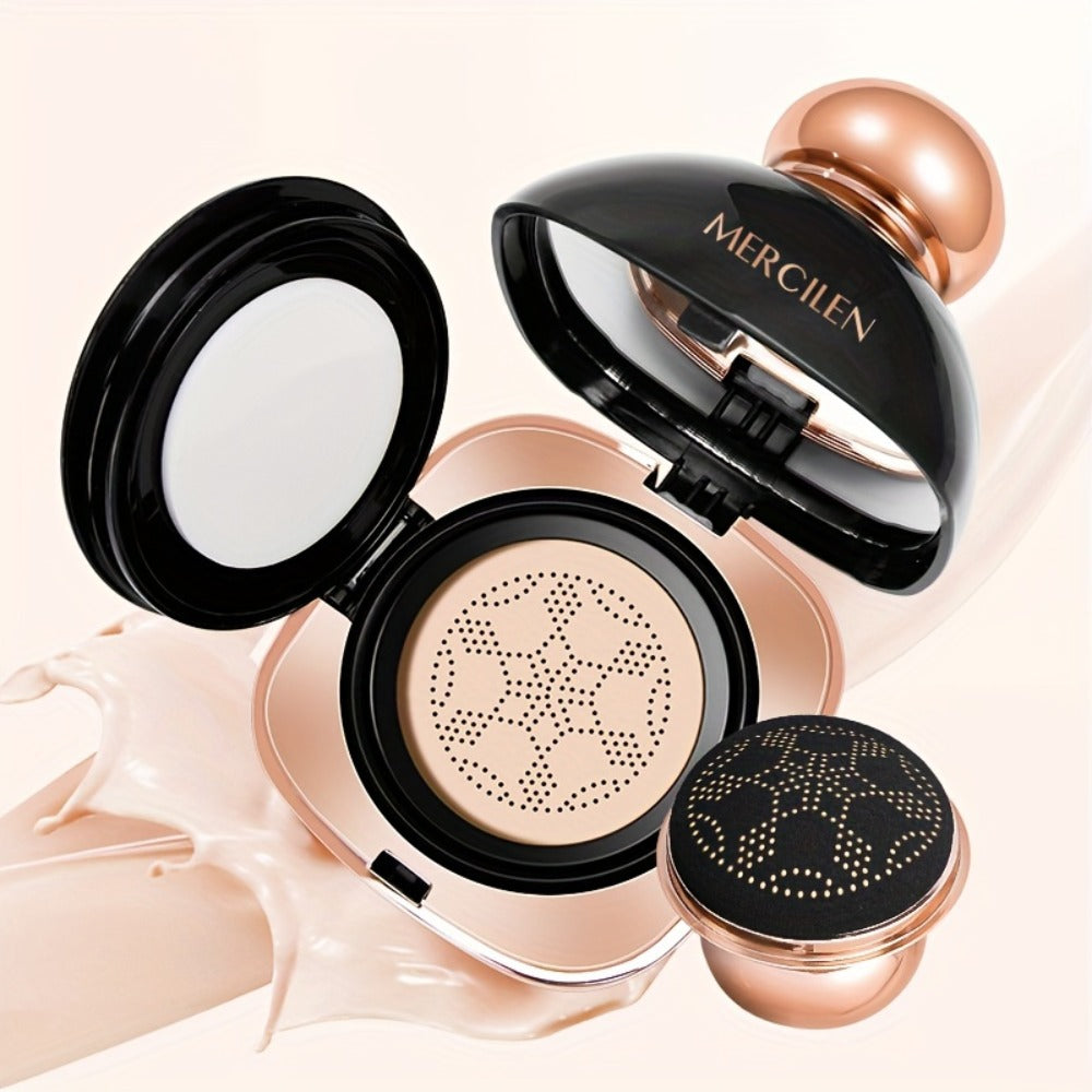 Air Cushion CC Cream Concealer Foundation MERCILEN Moisturizing Buildable Coverage Natural Dewy Finish – Hydrating Long-Lasting Face Makeup for Sensitive Skin Women All Skin Types