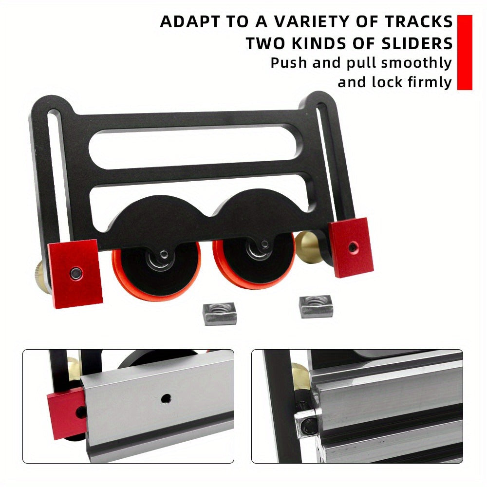 Feather Board Roller Guide for Table Saw – Aluminum Alloy One-Way Safety Stock Feeder with T-Track Mount, Anti-Kickback Woodworking Press Guide Tool