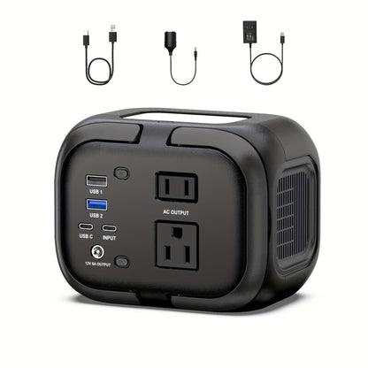 Portable Power Station 120W 97.68Wh Solar Generator with AC Outlet USB-A USB-C DC Output Battery Bank for Camping RV Home Emergency Backup