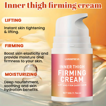Body Cream LANIMPRESS 50g Pump Bottle with White Cream Texture for External Inner Thigh Application