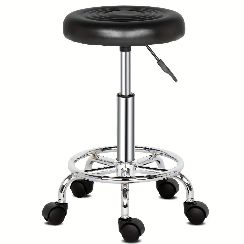 360 Swivel Bar Stool with Footrest Round Cushioned Sponge Seat Chrome Base Counter Stool Kitchen Island Home