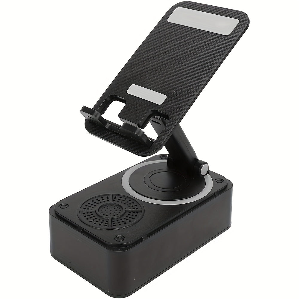 Bluetooth Speaker Phone Holder 5-in-1, 360° Adjustable Tablet Stand with HD Surround Sound, USB Rechargeable Portable Speaker Dock for Smartphones Tablets Home Office Desk