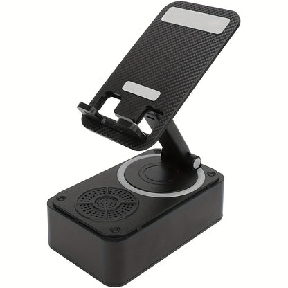 Bluetooth Speaker Phone Holder 5-in-1, 360° Adjustable Tablet Stand with HD Surround Sound, USB Rechargeable Portable Speaker Dock for Smartphones Tablets Home Office Desk