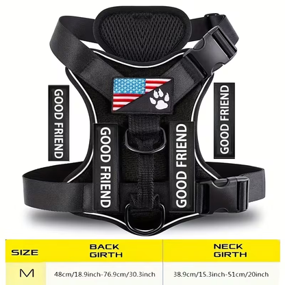 Five-Patch Dog Vest Harness in Black, Red, Rose Red, Grey or Green with XS-to-XL Sizes Pictured