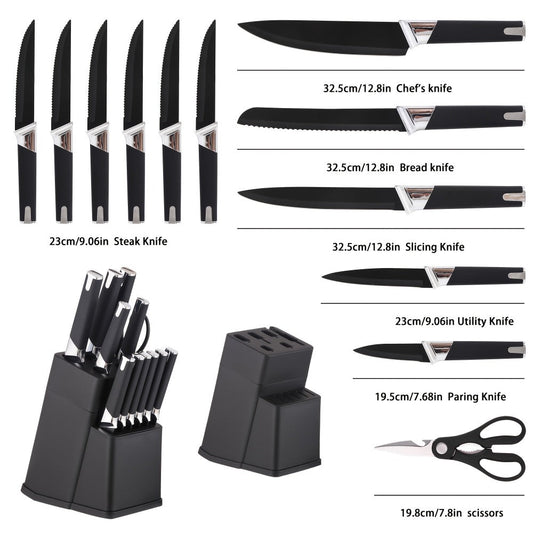 13-Piece Kitchen Knife Set with Block, Chef Bread Steak Knives Scissors Stainless Steel Colorful Cutlery Gift Set with Knife Holder