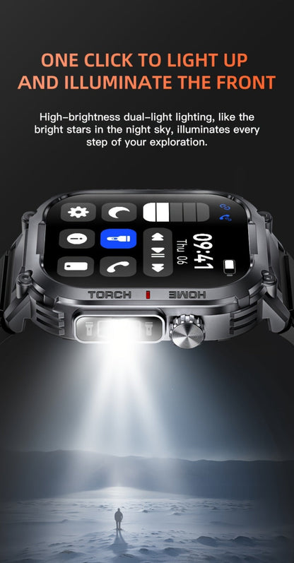 Waterproof Smartwatch with 100+ Sport Modes & LED Flashlight – 2.02" TFT Screen Wireless Calling Sleep Tracker Fitness Activity Tracker Heart Rate Compatible with iPhone Android Gift for Men Women