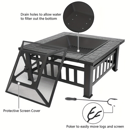 Wood Burning Fire Pit Portable Outdoor Metal Bowl Fire Pit for Backyard BBQ Camping Patio Parties Black