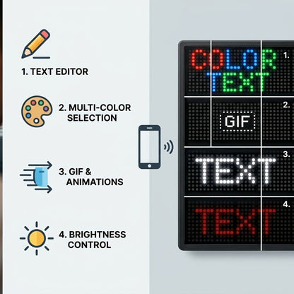 Programmable LED Badge Bluetooth App Controlled – Rechargeable Scrolling Text & Logo Display, 48x12 Pixel LED Name Tag for Events, Trade Shows, Restaurants, Parties & Gifts