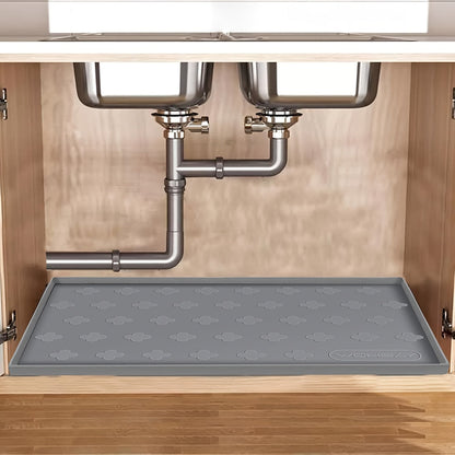 Silicone Under Sink Mat 34" x 22" Food Grade Cabinet Liner, Honeycomb Pattern Drip Tray for Kitchen Bathroom Cabinet Organizer