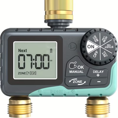 2-Zone Sprinkler Timer Programmable Faucet Irrigation Controller for Lawn & Yard