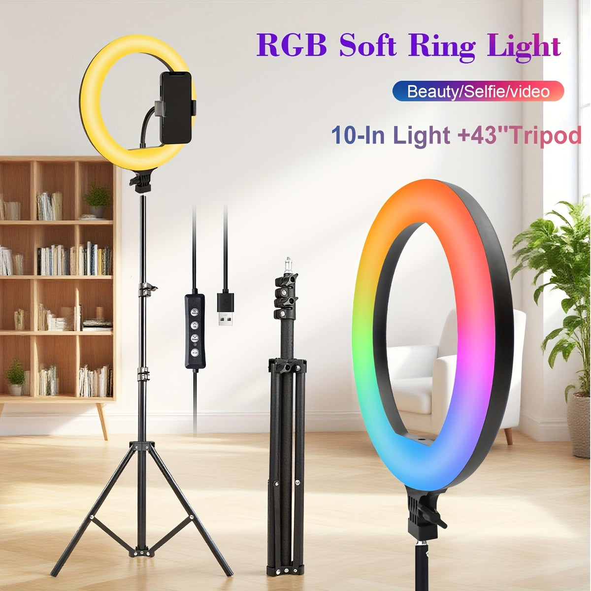Ring Light 12 Inch Adjustable Brightness RGB with 63 Inch Floor Stand for Photo Selfie Video for an Everyday Personal Care Routine