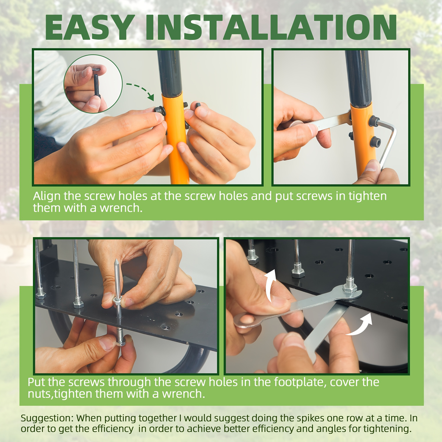 Dual-Plate 38-Inch Manual Lawn Aerator with 16-Spike Plate, 8-Hollow-Corer Plate and T-Handle