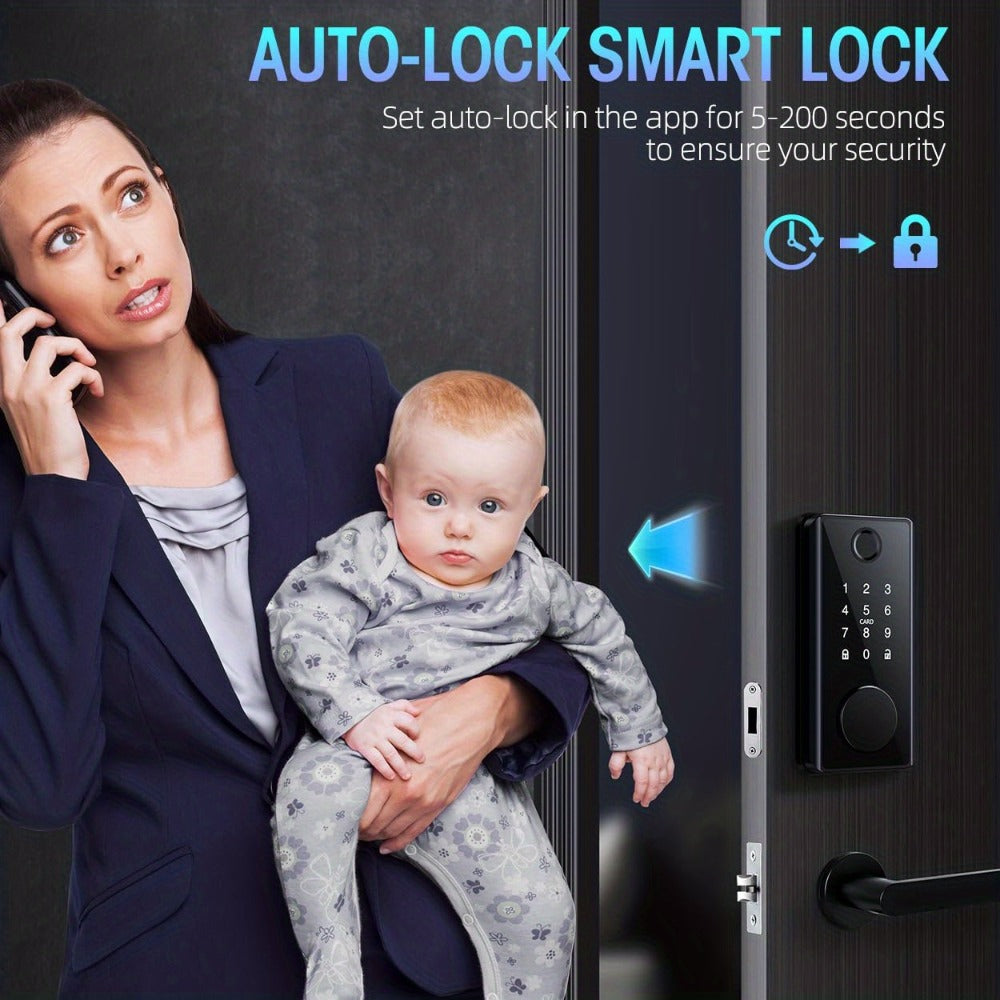 Smart Door Lock Five-Method Deadbolt with Fingerprint PIN IC Card App Key and 100-User Capacity
